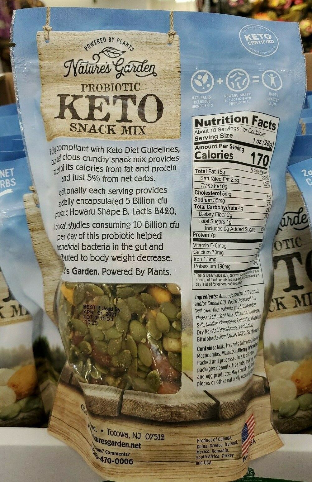 Nature's Garden Probiotic Keto Trail Mix 18 oz Nuts, Seeds & Mixes