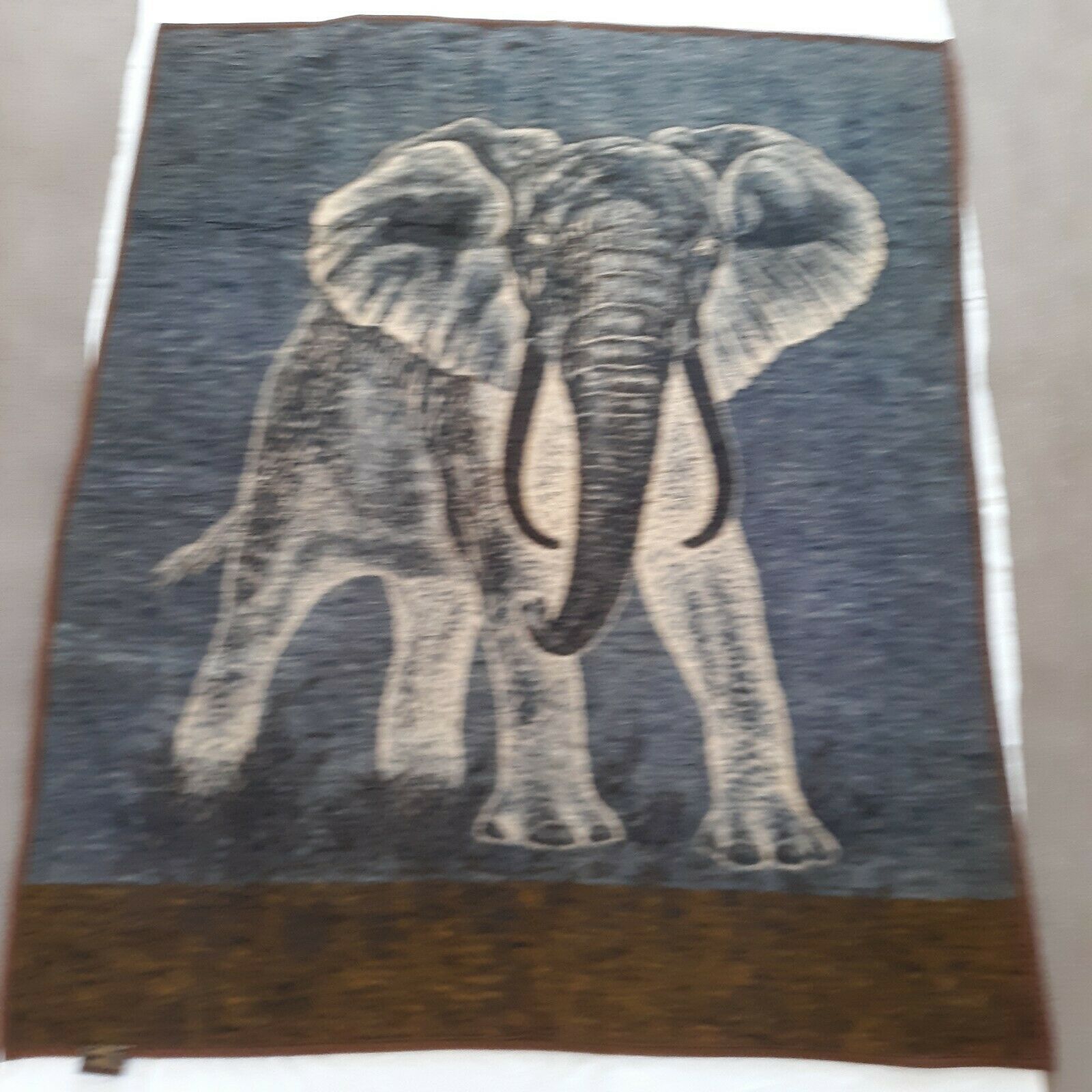 Vintage Biederlack Elephant Blanket Throw West Germany 70" X 59.5