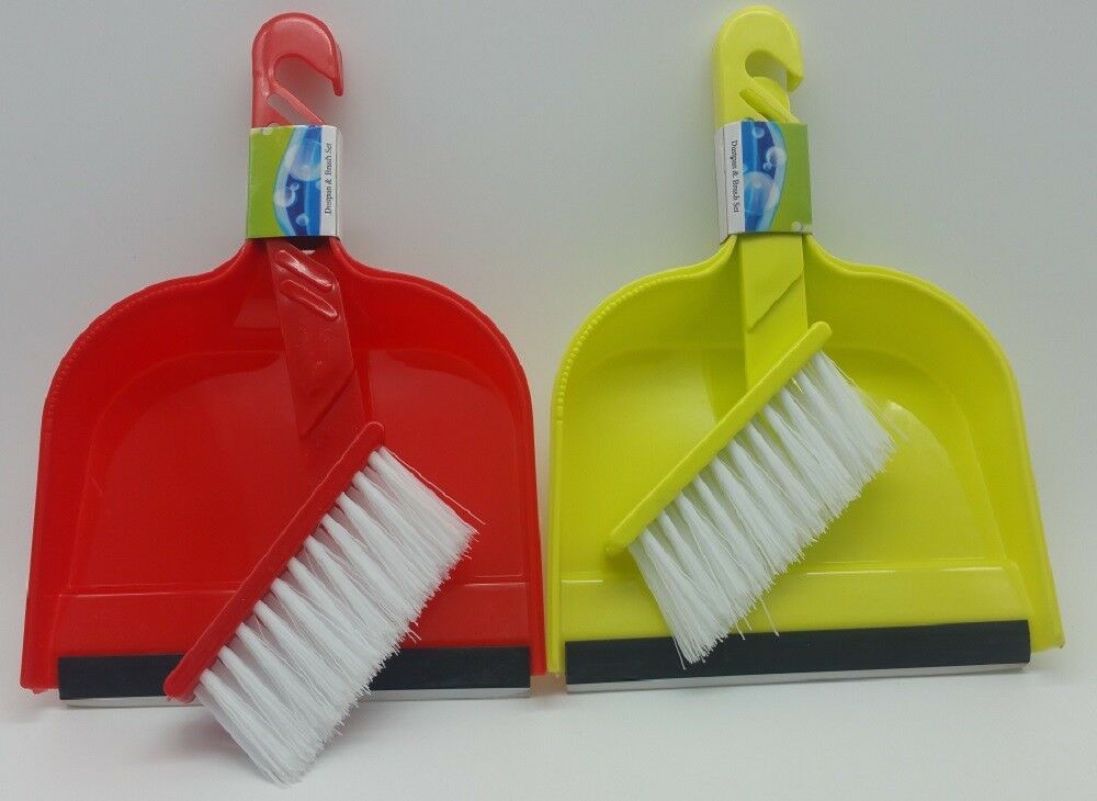 Set of 2 Mini Dustpans W/Brush Desktop Small Dust Pan Home Dustpan Dorm