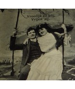 Couple on a Swing Antique Dutch Romance Postcard  - $6.50