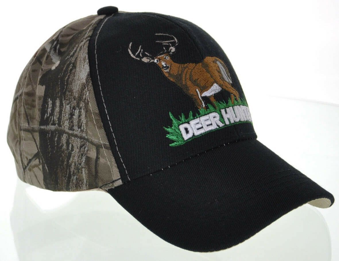 NEW! BIG DEER HUNTER DEER BUCK OUTDOOR SPORTS CAP HAT CAMO BLACK - Men ...