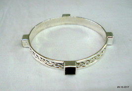 Vintage sterling silver bracelet bangle cuff  gemstone bracelet bangle handmade - $138.60