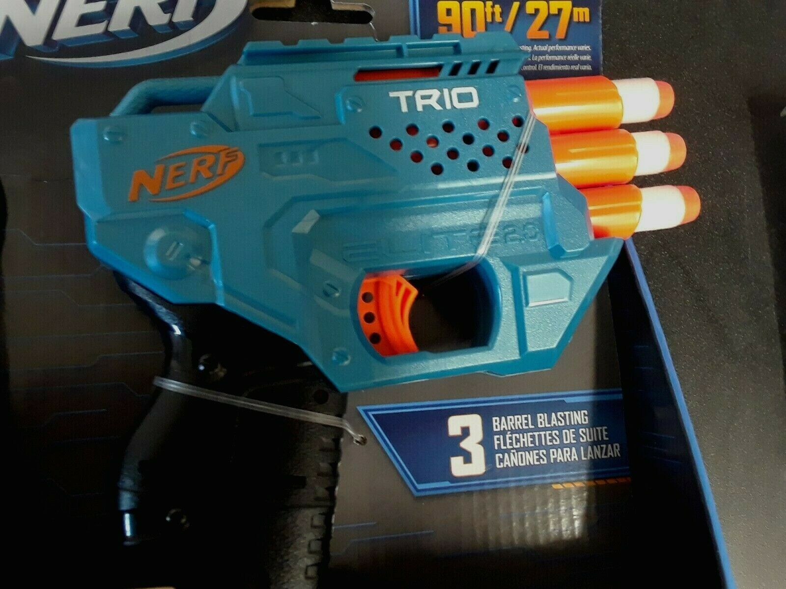 NERF Elite 2.0 Trio SD-3 Blaster 3-Barrel Blaster Includes 19 Darts ...