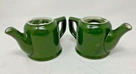 Pair Of 2 Vintage Hall Moss Green Individual Single Serve Teapot Made In... - $46.74