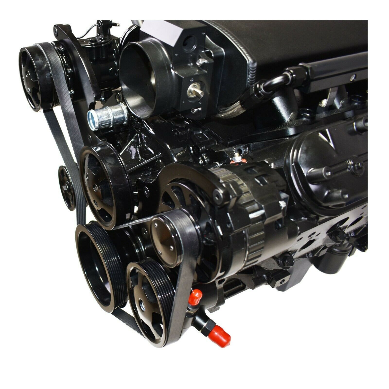 BLACK LS1 LS2 LS6 FRONT DRIVE SERPENTINE PULLEY KIT GM CHEVROLET CHEVY