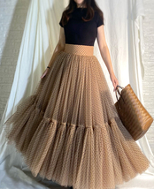 Women Polka Dot Tulle Skirt Outfit Layered Long Tutu Skirt Holiday Dressromantic image 3