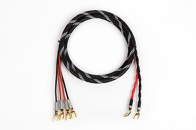 Canare 4S11 HI-FI Speaker Cable Pair 25 Ft TechFlex Braided 2 to 2 Banana