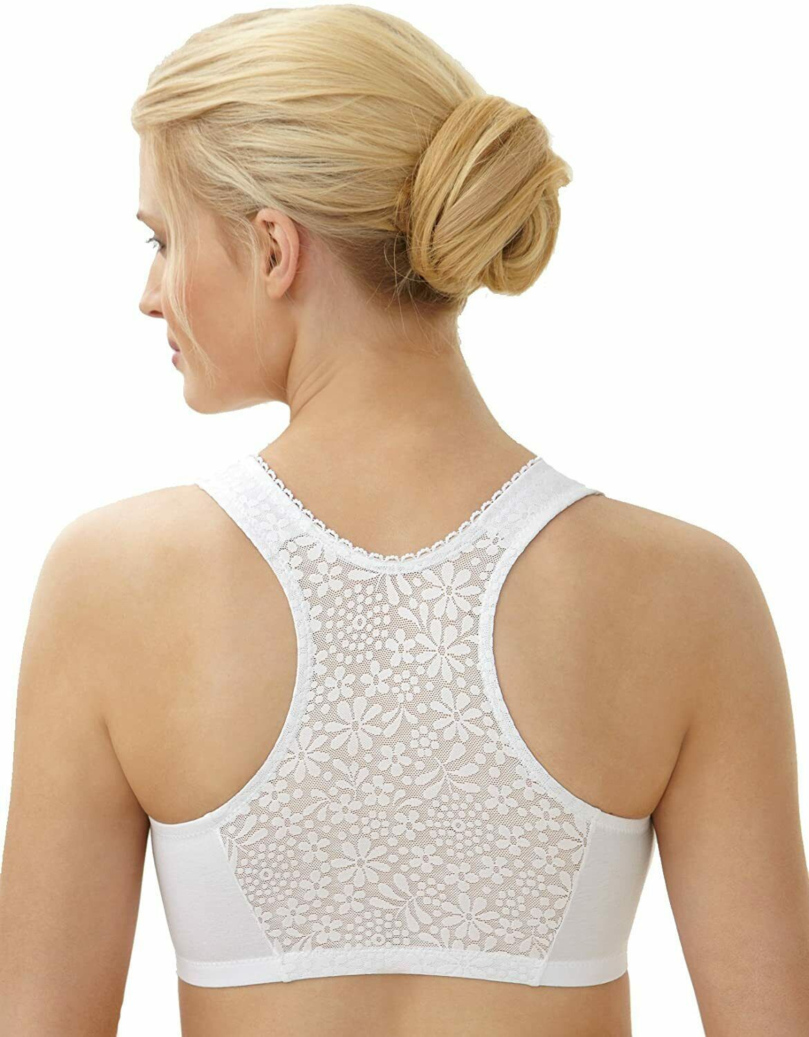 GLAMORISE White Complete Comfort Cotton TBack Bra, US 42B/C/D, NWOT