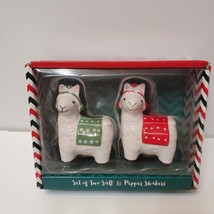 Llama Salt and Pepper Shakers, Festive Holiday Animals, Ceramic, NIB
