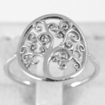 18K WHITE GOLD TREE OF LIFE RING, SMOOTH, BRIGHT, LUMINOUS, MADE IN ITALY image 1