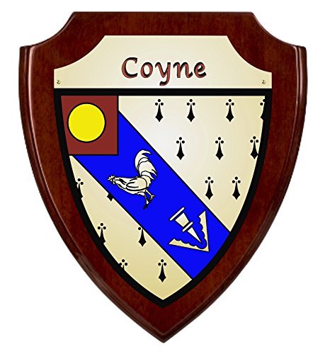 Coyne Irish Coat of Arms Shield Plaque - Rosewood Finish