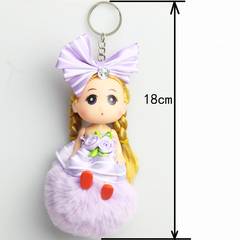 Barbie Doll Keychain Fake Fur Pompom Keychain Barbie princess Car