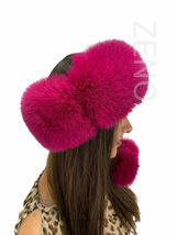 Fox Fur Transforming Wristbands Scarf Headband And Boot Cuffs 4 in 1 Dark Pink image 7