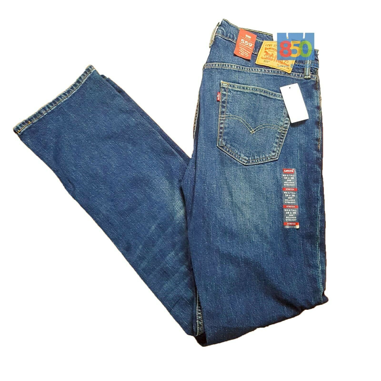 Levis 559 Relaxed Straight Stretch Blue Jeans 34 x 38 01559-0065 BIG ...