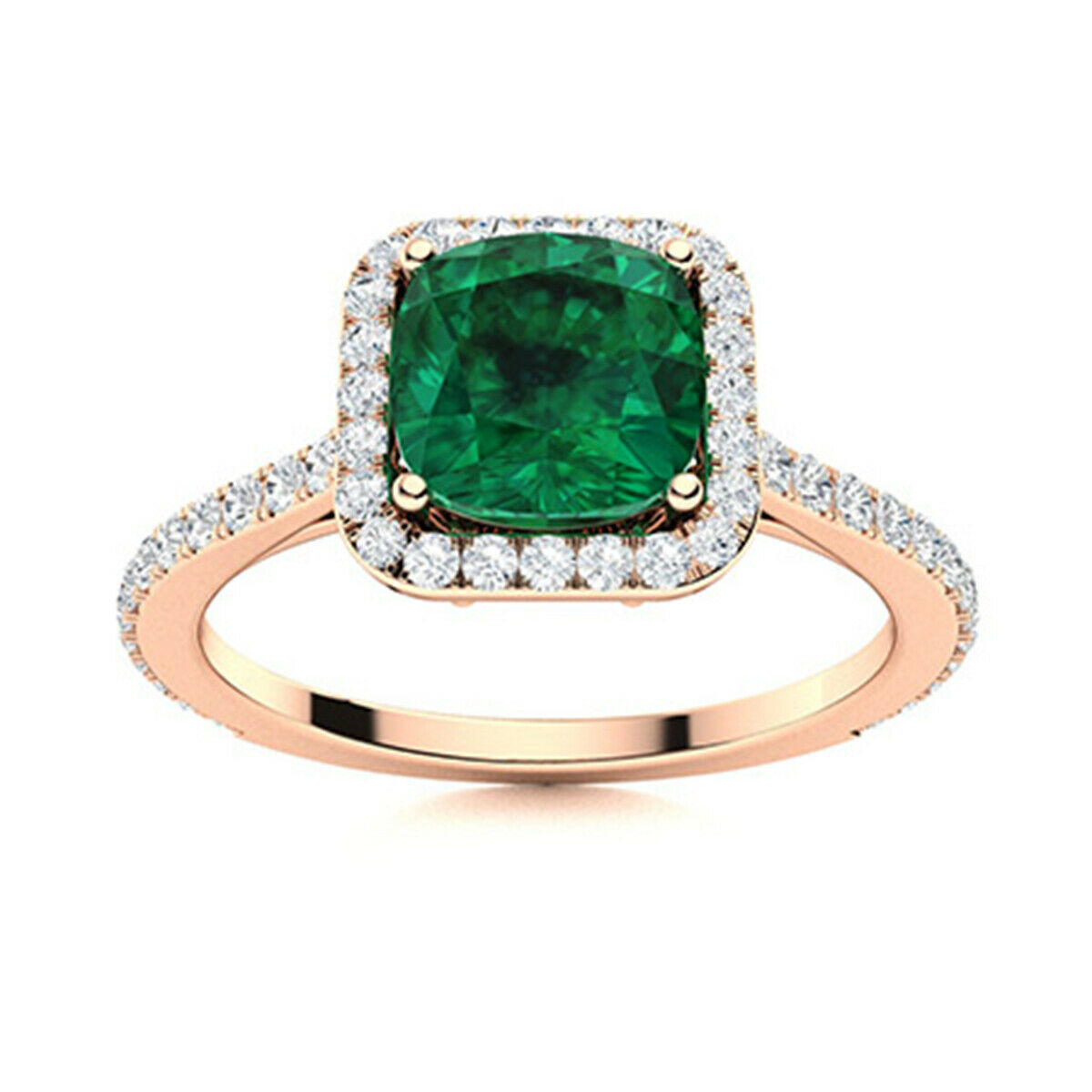 0.75 Ctw Round Green Sapphire 9K Rose Gold Solitaire Accents Ring Jewelry