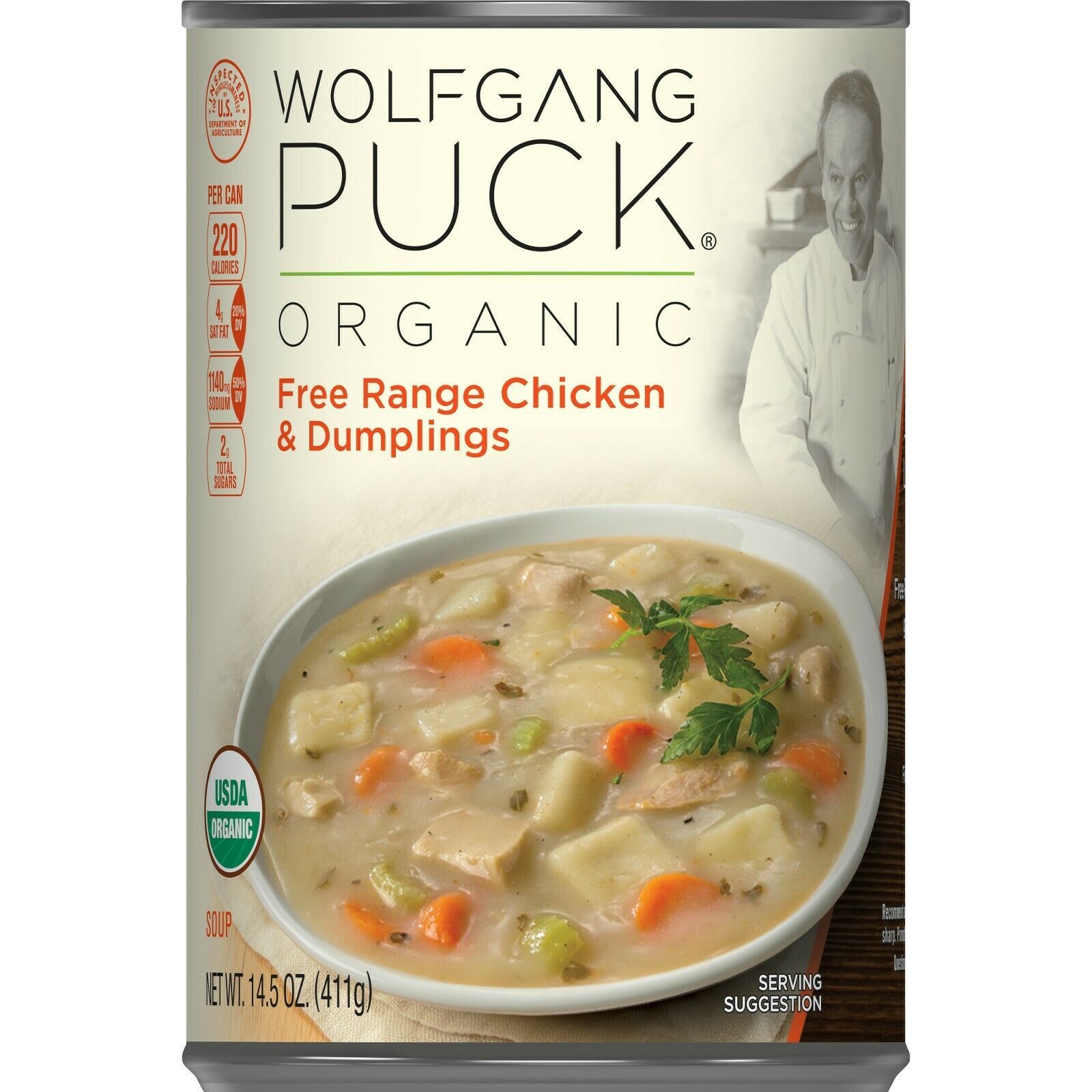 Primary image for Wolfgang Puck Organic Free Range Chicken & Dumplings Soup 14.5 oz ( Pack of 12 )