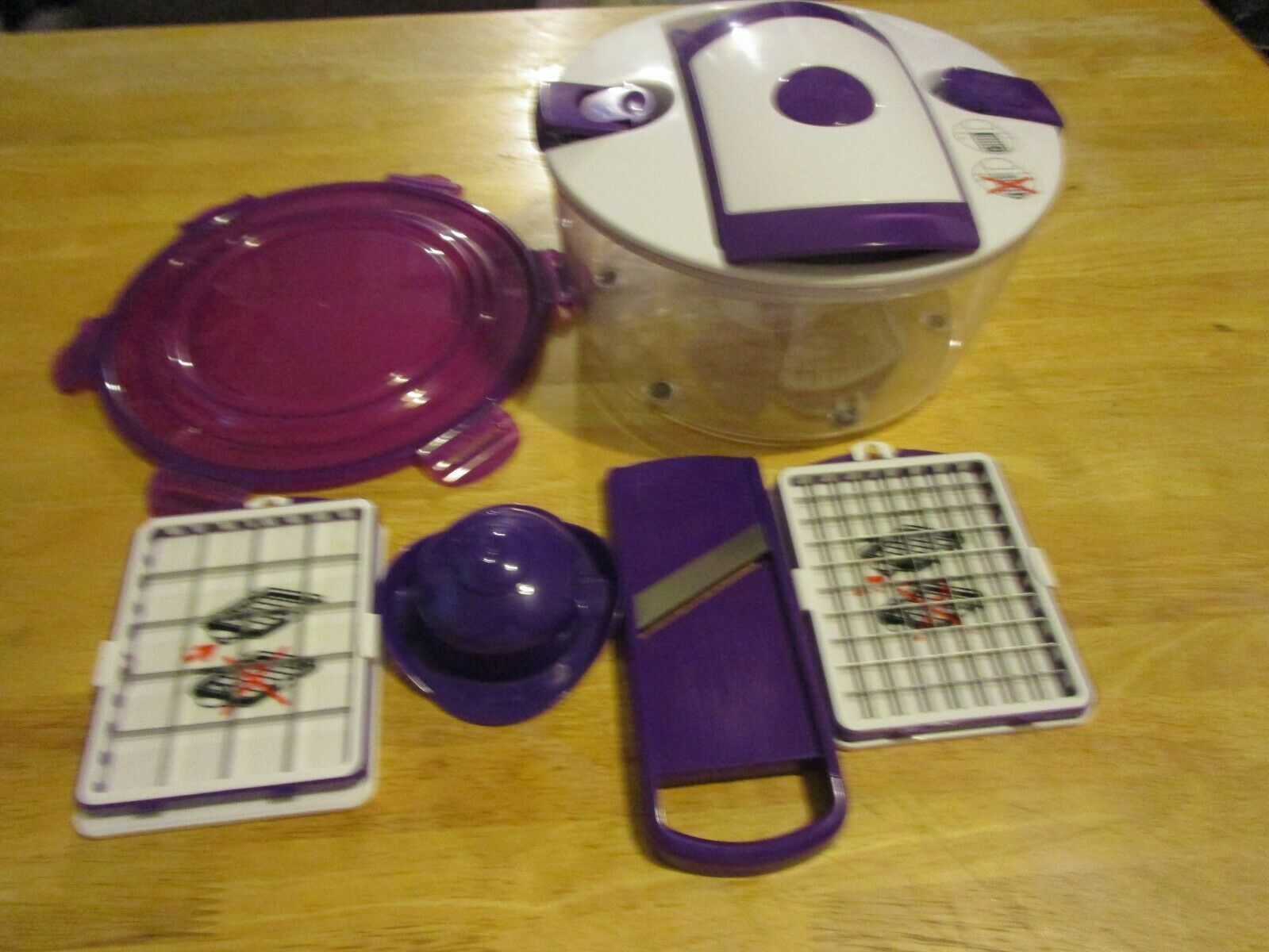 Genius Salad Chef Chopper Food Prep System 7 Piece Set PurpleEUC Slicers