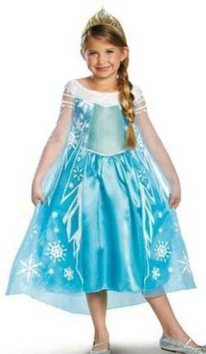 Girls Disney Princess Frozen Elsa Dress & Tiara 2 Pc Halloween Costume-sz 10/12