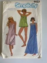 Vintage Simplicity 6627 Nightgown En 2 Longueurs & Nuisette Pyjamas Sz 14-16 - $13.85