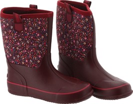 Lands' End Kids Insulated Rain Boots Deep Claret Ditsy Floral 7 NEW 511721 - $44.53