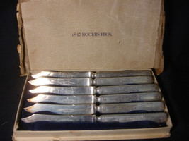 Old Vtg Antique Rogers Bros. Silver Plate Unique Set of Six Knives in box - $69.95