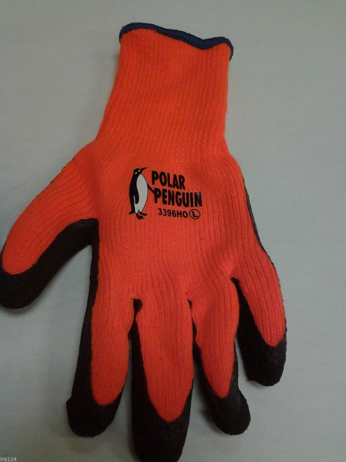 Size Large MAJESTIC HI-VIZ LINED BLAZE ORANGE RUBBER PALM GLOVE POLAR PENGUIN