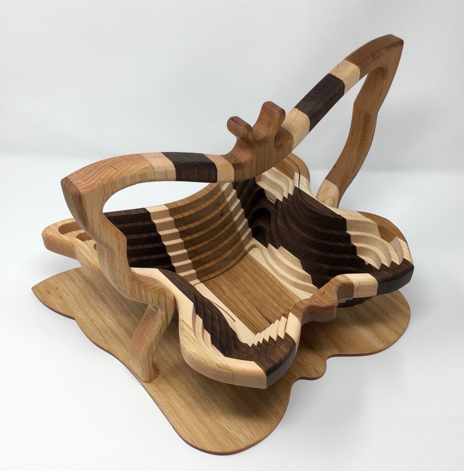 Amish Folding Collapsible Basket / Trivet Butterfly Multi Woods