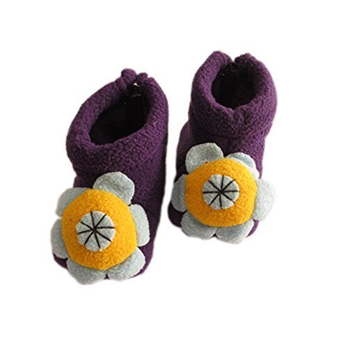 Baby Handmade Shoes Floral Winter Soft Sock Toddler Keepsake Gift 11cm Purple
