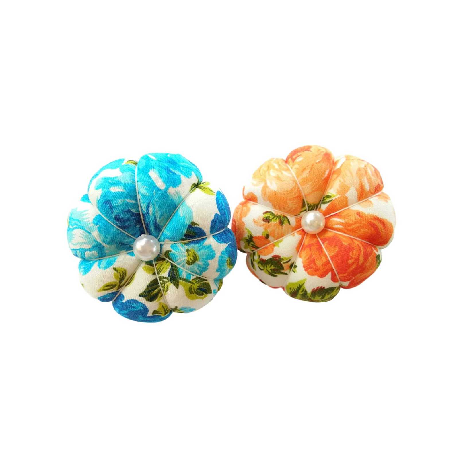 Blue Oran Floral Small Wrist Pin Cushion Pincushion For Sewing With Adjustabl