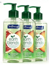 3 Bottles Softsoap 8 Oz Earth Blends Pomegranate & Plum Moisture Hand Soap