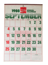 Vintage 1988 - 1989 Coca Cola Wall School Calendar 19’ x 13&#39;  - $29.99