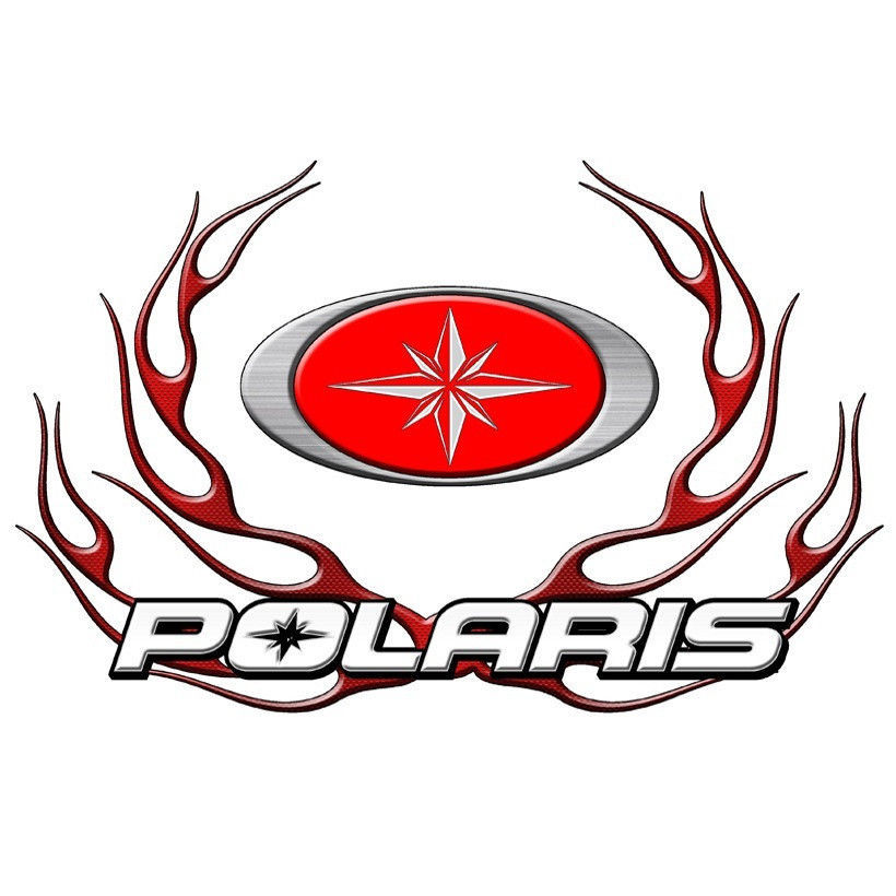 Image of Race Car Truck Trailer Snowmobile Polaris Circle Flame Vinyl Decal