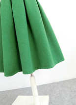 Women Green Midi Pleated Skirt A-line Winter Woolen Blend Midi Party Skirt Plus image 6