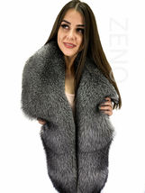 Blue Frost Fox Fur Stole 78' Saga Furs Big Collar Natural Colors Boa King Size image 6