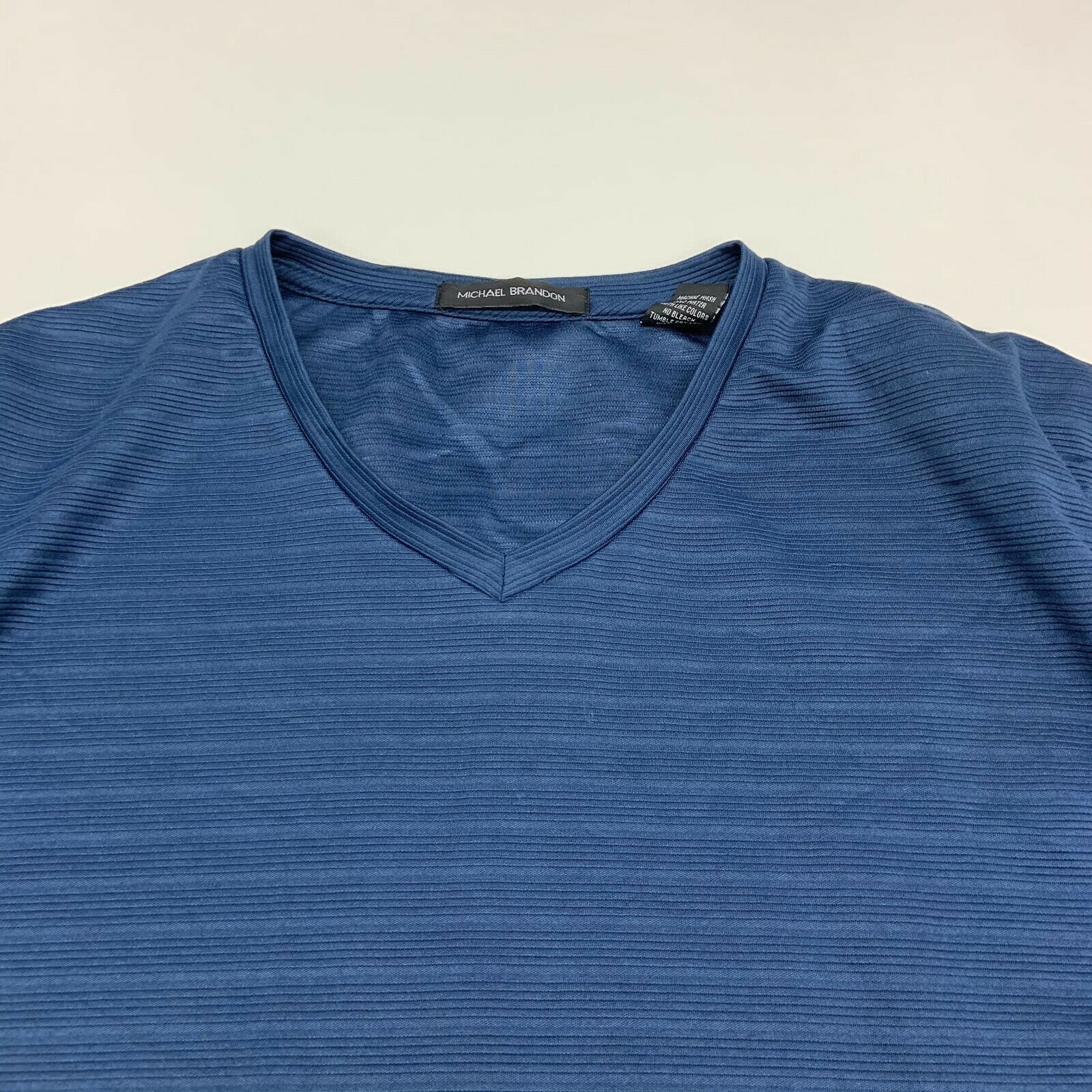 Michael Brandon Shirt Mens XXL Blue Short Sleeve Casual V Neck - T-Shirts
