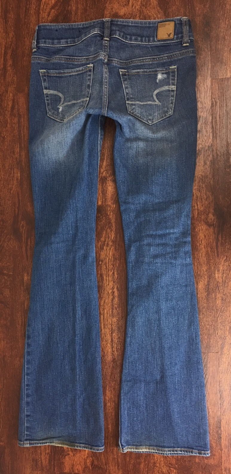 AMERICAN EAGLE Artist Boot Cut Flare Low Rise Blue Jeans Denim Pants ...