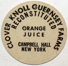 Vintage Milk Bottle Cap Clover Knoll Guernsey Farm Orange Campbell Hall New York - $9.99