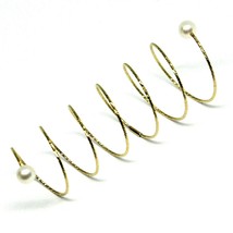 18K YELLOW GOLD MAGICWIRE LONG FINGER RING, ELASTIC WORKED WIRE PEARLS, SNAKE image 1