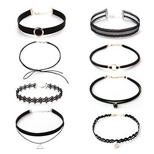8 Pcs Choker Collar Girls Lady All-Purpose Style Fashion Necklace