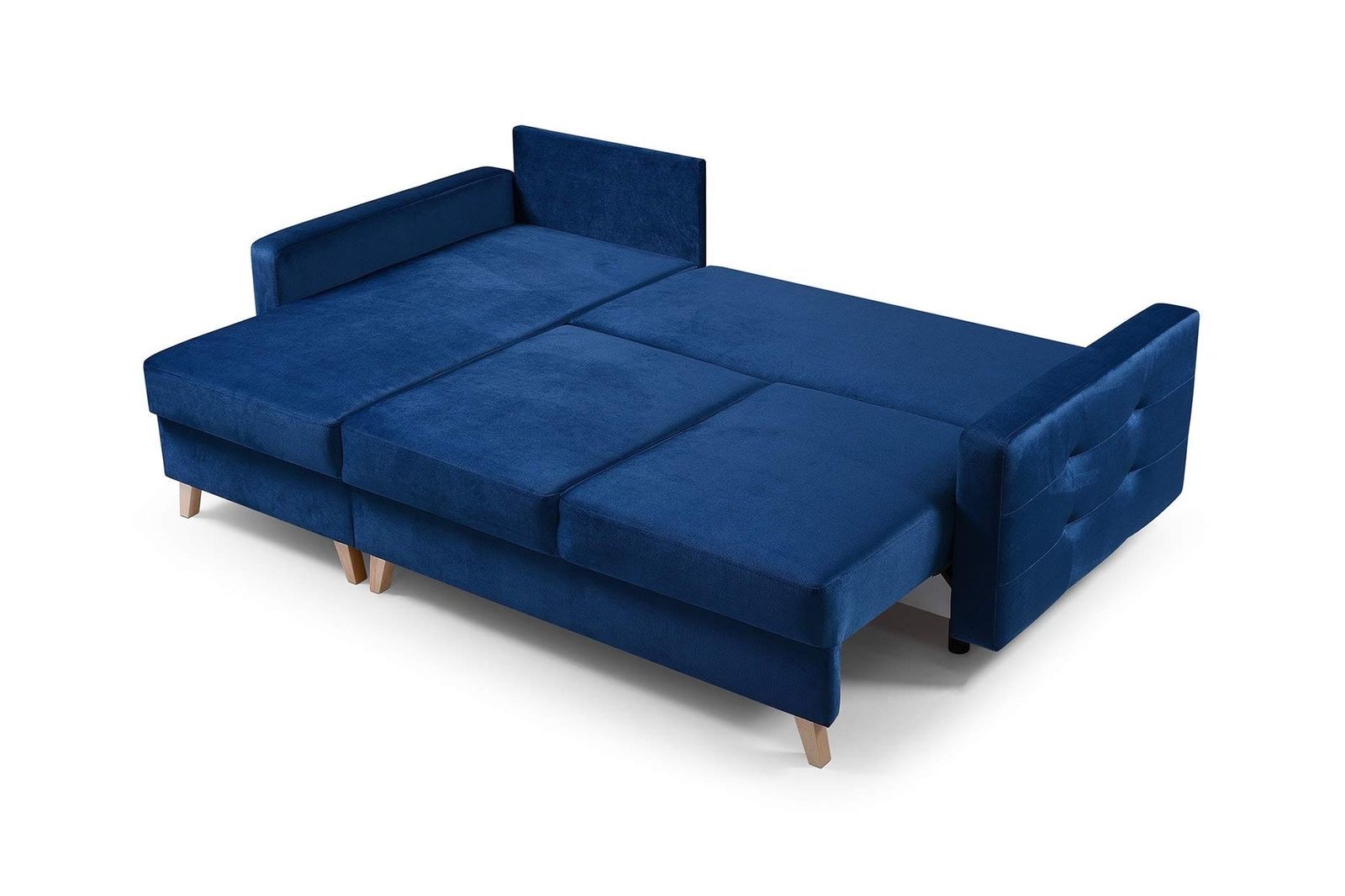 Vegas Futon Sectional Sofa Bed, Queen Sleeper with Storage, Navy Blue