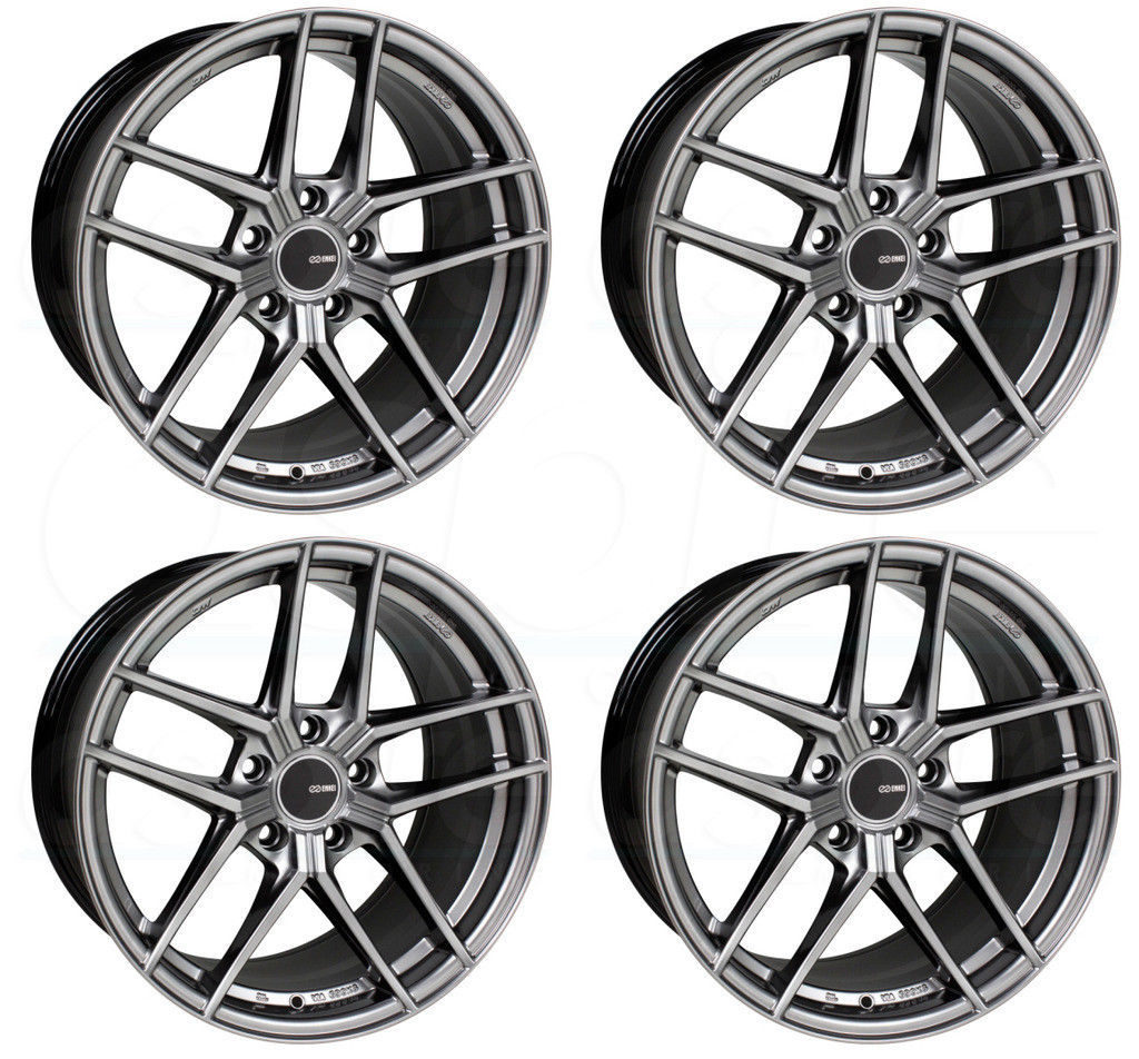 19x8.5/19x9.5 Enkei TY5 5x114.3 35/35 Hyper Silver Wheels Rims Set(4
