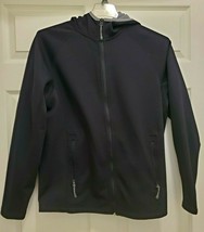 Tri-Mountain Men&#39;s M Polyester Hoodie Full Zip Jacket Black Fleece Lined - $44.60