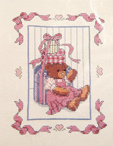 Teddy Bear Cross Stitch Kit Banar CSM601 For Kids Girl Nursery Pink Hear... - $13.99