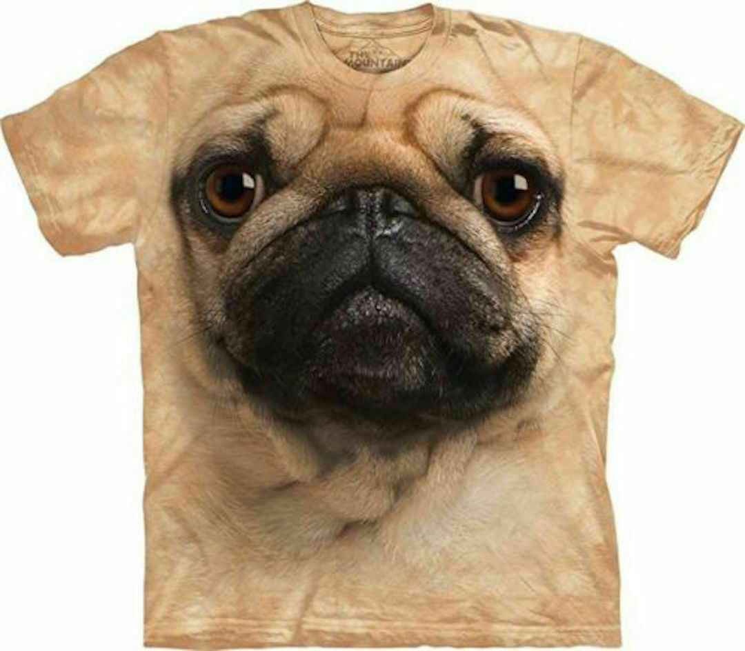 The Mountain Big Face Pug Dog Puppy Cotton Tie Die Animal T-Shirt Adult S-L