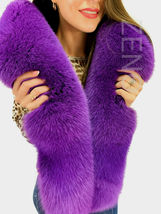 Fox Fur Stole 70' (180cm) Saga Furs Bright Purple Fur Collar Boa Wrap image 4