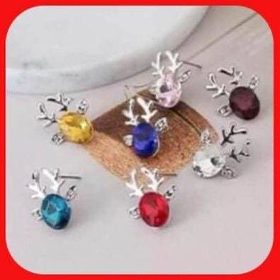 New Beautiful Absolutely Adorable Colorful Christmas Reindeer Stud Earrings