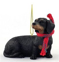Dachshund (black tan) with Scarf Christmas Ornament (Large 3 inch version) Dog - $15.95