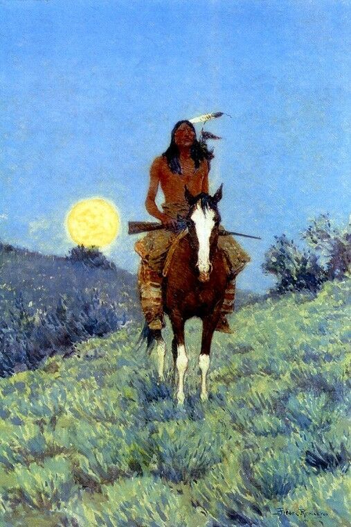 Primary image for THE OUTLIER INDIAN HORSE RIFLE WEST NATIVE AMERICAN BY FREDERIC REMINGTON REPRO 