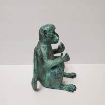 Monkey Garden Statue, Metal Animal Figure, Ape with Banana, Andrea by Sadek image 5