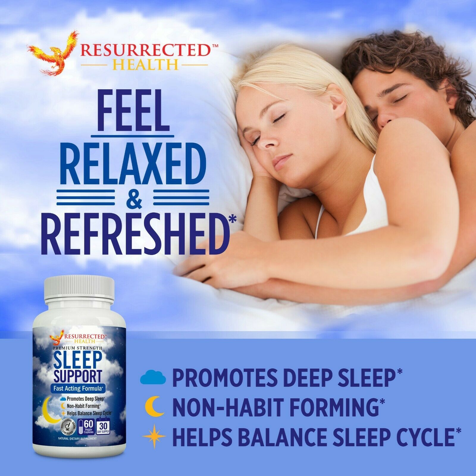 Natural Sleep Aid Supplement Fall Asleep Fast & Wake Up Refreshed
